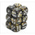 Dice and Gaming Accessories D6 Sets: Swirled - Gemini: 16mm D6 Black Gold/Silver (12)