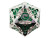 Dice and Gaming Accessories Gnome Forged Metal 40mm D20 - Silver w/ Green