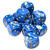Dice and Gaming Accessories D6 Sets: Blue and Turquoise - Brush: 16mm D6 Wavebreak/Gold (12)