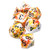 Dice and Gaming Accessories Polyhedral RPG Sets: White and Clear - Brush: Sunrise/Black (7)