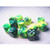 Dice and Gaming Accessories D6 Sets: Swirled - Gemini: 16mm D6 Green Yellow/Silver (12)