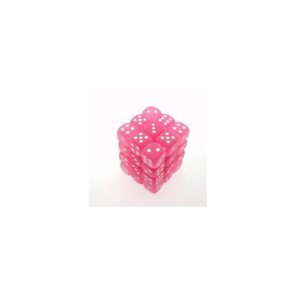 Dice and Gaming Accessories D6 Sets: Frosted: 12mm D6 Pink/White (36)