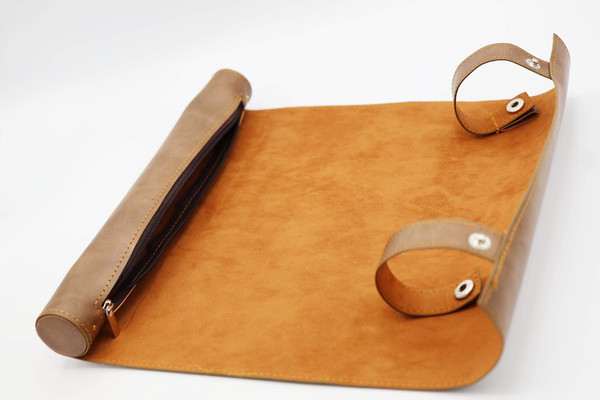 Dice and Gaming Accessories Dice Bags: Brown Roll Up Leatherette Dice Mat
