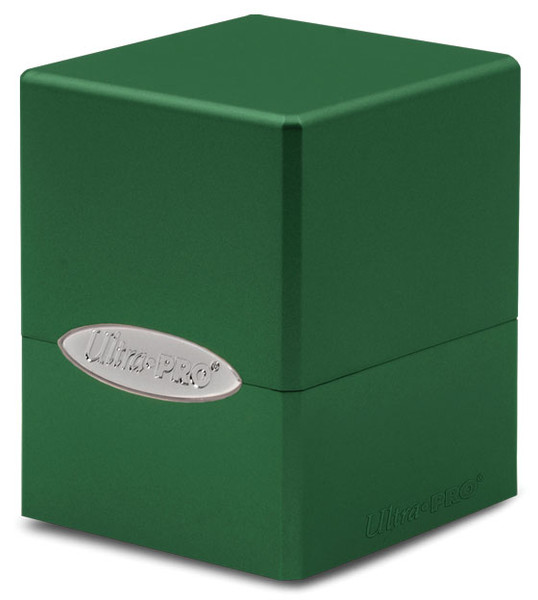 Deck Boxes: Premium Single Dboxes - Satin Cube Deck Box - Forest Green