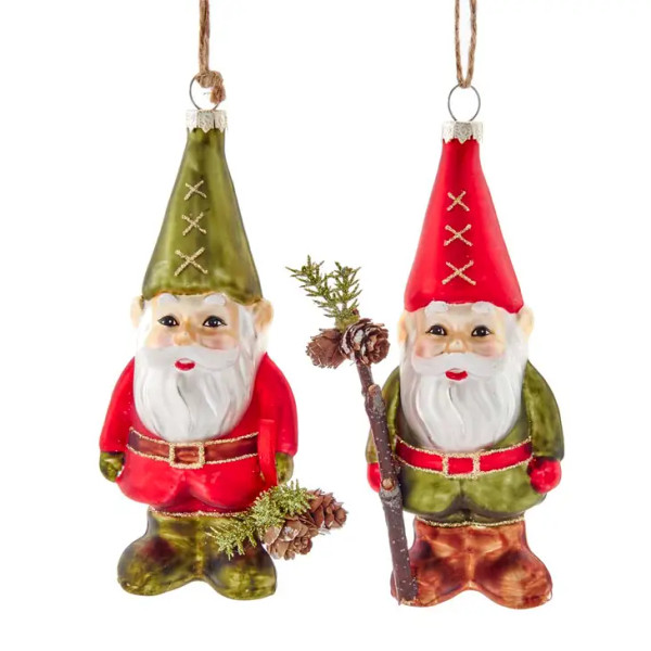 Glass Gnome w/Glitter Ornament