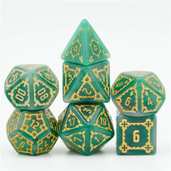 Dice and Gaming Accessories Polyhedral RPG Sets: Yellow and Green - Castle Dice (7) - Green 25mm