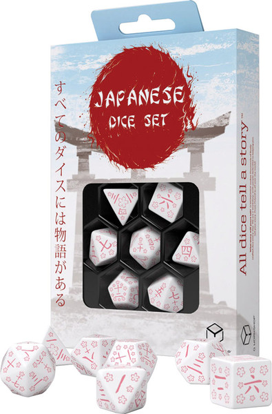 Dice and Gaming Accessories Polyhedral RPG Sets: White and Clear - Japanese Dice Set - Cherry Blossoms Petals (7)