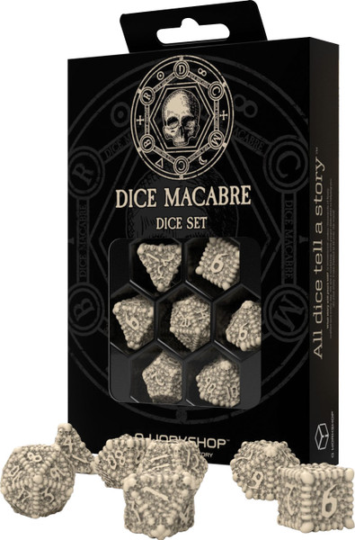 Dice and Gaming Accessories Polyhedral RPG Sets: White and Clear - Dice Macabre Bone (7)