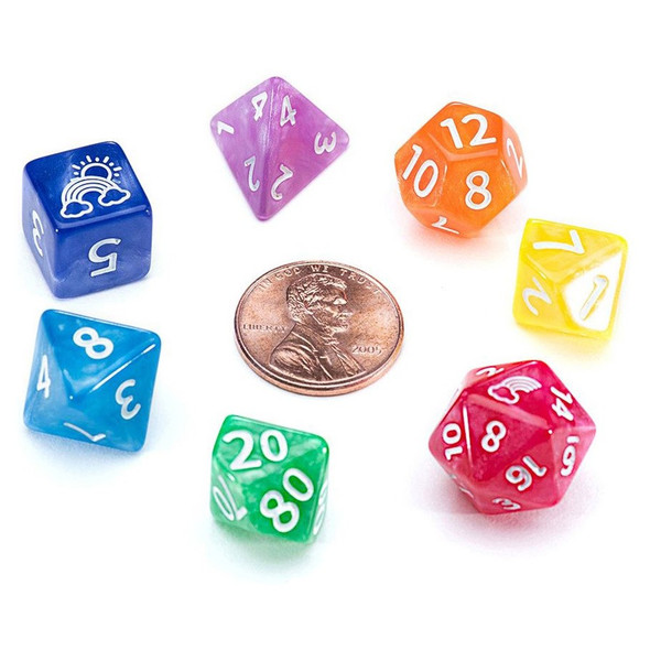 Dice and Gaming Accessories Mighty Tiny Dice: Rainbow Bits (7 Polyhedral Dice Set)