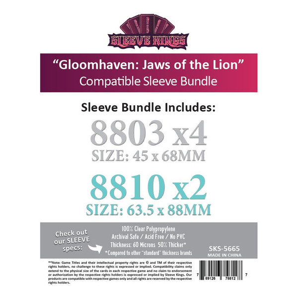 Gloomhaven Jaws of the Lion Sleeves