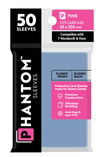 Card Sleeves: Phantom Sleeves: Pink Size (65mm x 100mm) - Gloss/Gloss (50)