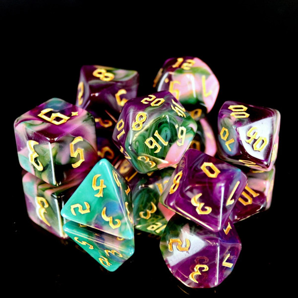 Dice and Gaming Accessories Polyhedral RPG Sets: Purple and Pink - Night Elves (7)