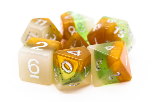 Dice and Gaming Accessories Polyhedral RPG Sets: Yellow and Green - Gradients - Kiwi Fruit (7)