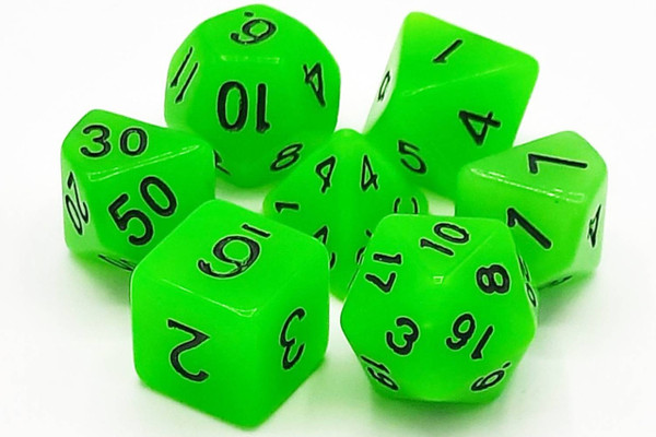 Dice and Gaming Accessories Polyhedral RPG Sets: Glow in the Dark - Glow Dice - Green (7)