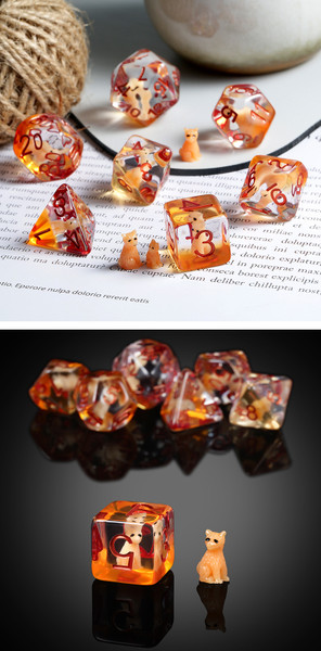 Dice and Gaming Accessories Polyhedral RPG Sets: Stuff-Inside - Fox - Resin (7)