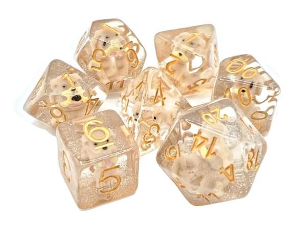Dice and Gaming Accessories Polyhedral RPG Sets: Transparent/Translucent - Animal Kingdom - Puppy Dog (7)