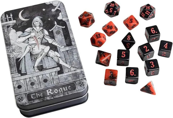 Dice and Gaming Accessories Polyhedral RPG Sets: Purple and Pink - RPG Class Dice Set: Rogue (16)