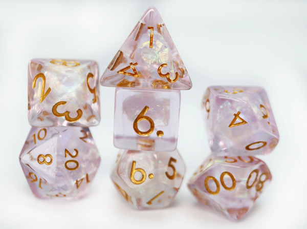 Dice and Gaming Accessories Polyhedral RPG Sets: White and Clear - Sakura Petals (7) Dice and Gaming Accessories Polyhedral RPG Sets: White and Clear - Sakura Petals (7)