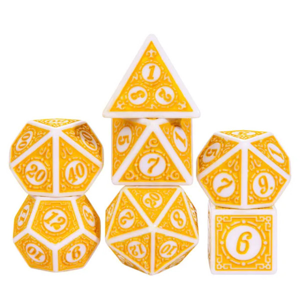 Dice and Gaming Accessories Polyhedral RPG Sets: Yellow and Green - Motif: Rising Sun (7)