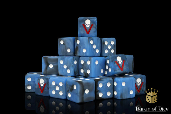 Dice and Gaming Accessories D6 Sets: Blue and Turquoise - Kloned Corps Dice - Bloody 5th (25) Square Corner 