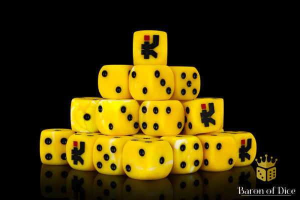 Dice and Gaming Accessories D6 Sets: Yellow and Green - Dwarven Summons Dice (25) Round Corner