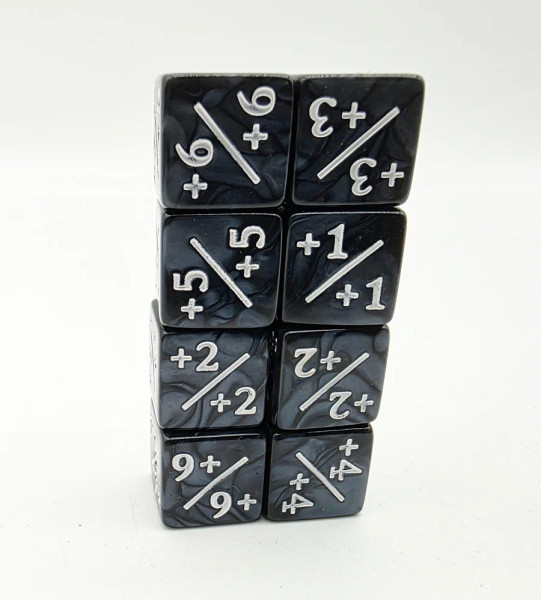 Dice and Gaming Accessories Other Gaming Accessories: +1/+1 Pearl Black Counters with White (8)