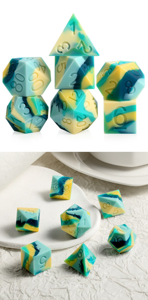 Dice and Gaming Accessories Polyhedral RPG Sets: Blue and Turquoise - Canyon - Silicone (7)