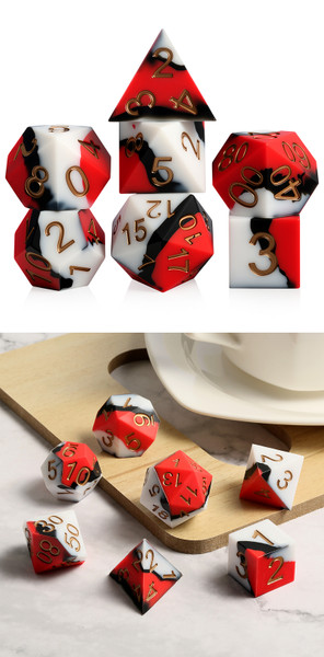 Dice and Gaming Accessories Polyhedral RPG Sets: Red and Orange - Mime - Silicone (7)