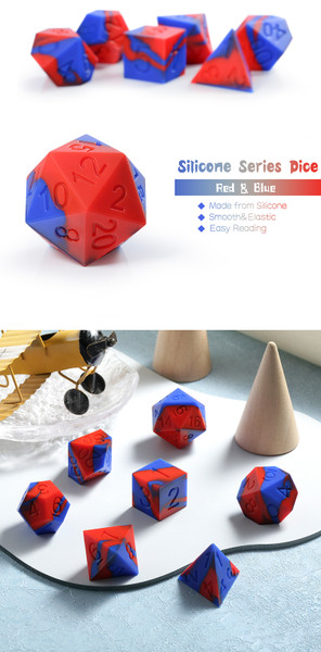 Dice and Gaming Accessories Polyhedral RPG Sets: Blue and Turquoise - Spidey - Silicone (7)