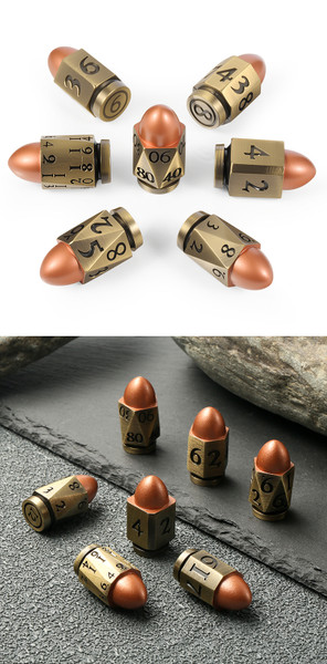 Dice and Gaming Accessories Polyhedral RPG Sets: Metal and Metallic - Copper & Brass Bullet - Metal and Enamel (7)