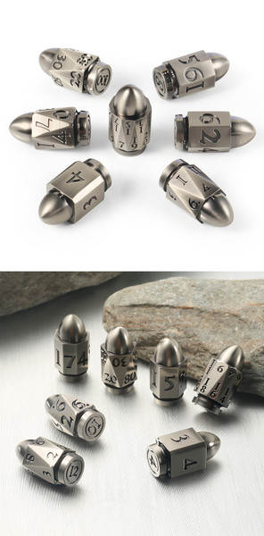 Dice and Gaming Accessories Polyhedral RPG Sets: Metal and Metallic - Silver Bullet - Metal and Enamel (7)