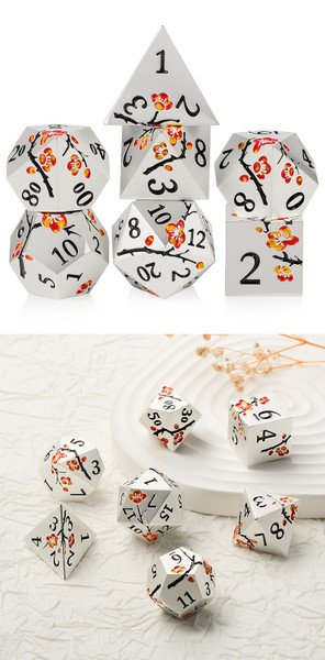 Dice and Gaming Accessories Polyhedral RPG Sets: Metal and Metallic - Fragrant Sakura - Metal and Enamel (7)