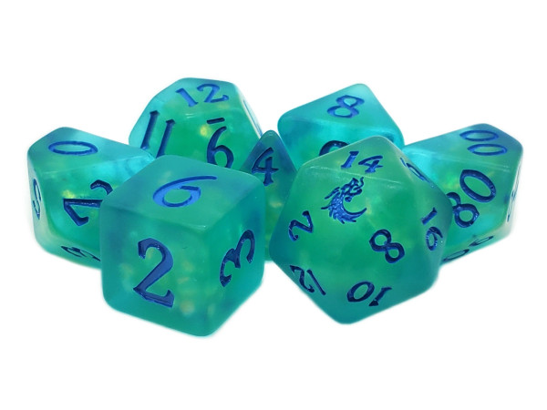 Dice and Gaming Accessories Polyhedral RPG Sets: Stuff-Inside - Infused - Frosted Firefly - Cyan w/ Blue (7) Dice and Gaming Accessories Polyhedral RPG Sets: Stuff-Inside - Infused - Frosted Firefly - Cyan w/ Blue (7)
