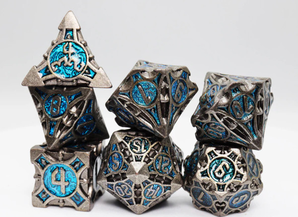 Dice and Gaming Accessories Polyhedral RPG Sets: Blue and Turquoise - Quiver of Arrows: Cybernetic Arrow - Metal (7)