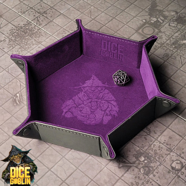 Dice and Gaming Accessories Dice Towers and Trays: Purple Dice Goblin Hexagon Snap Folding Dice Tray