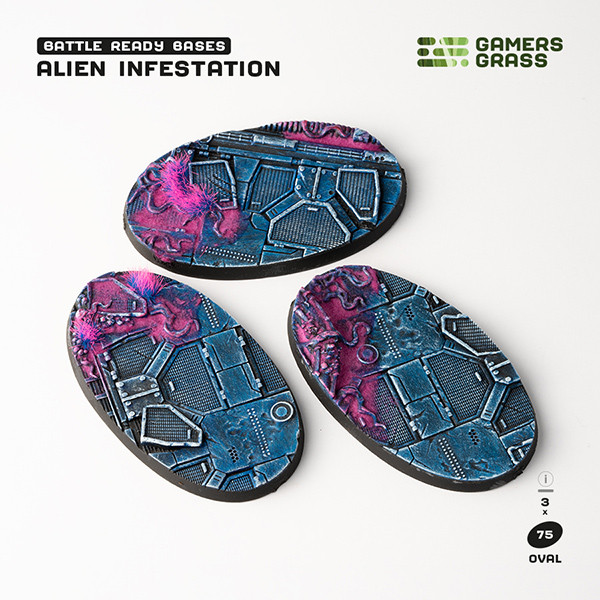 Basing Material and Textures: Battle Ready Bases: Alien Infestation - Oval 75mm (x3)