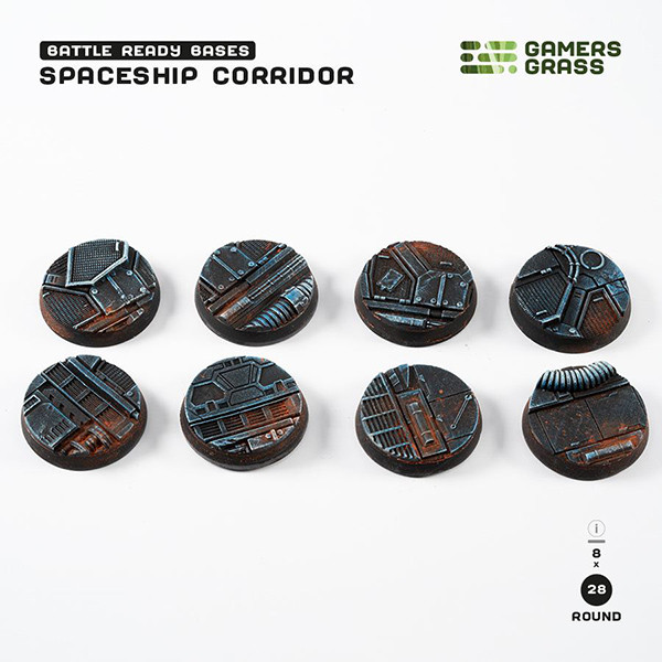 Basing Material and Textures: Battle Ready Bases: Spaceship Corridor - Round 28mm (x8) Basing Material and Textures: Battle Ready Bases: Spaceship Corridor - Round 28mm (x8)
