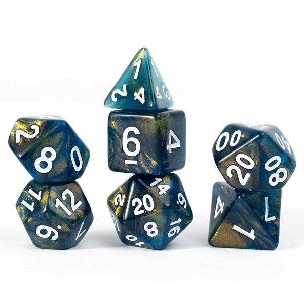 Dice and Gaming Accessories Polyhedral RPG Sets: Blue and Turquoise - Unearthed Treasure Series - Onyx (7)
