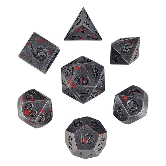 Dice and Gaming Accessories Polyhedral RPG Sets: Metal and Metallic - Iron with Blood Splatter - Metal (7)