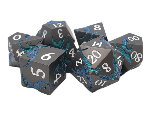 Dice and Gaming Accessories Polyhedral RPG Sets: Black and Grey - Soaring Dragon: Matte Black w/ Green - Metal (7) Dice and Gaming Accessories Polyhedral RPG Sets: Black and Grey - Soaring Dragon: Matte Black w/ Green - Metal (7)