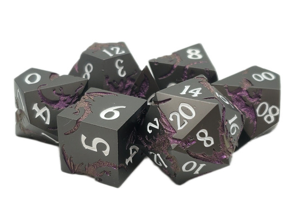 Dice and Gaming Accessories Polyhedral RPG Sets: Black and Grey - Soaring Dragon: Matte Black w/ Purple - Metal (7) Dice and Gaming Accessories Polyhedral RPG Sets: Black and Grey - Soaring Dragon: Matte Black w/ Purple - Metal (7)