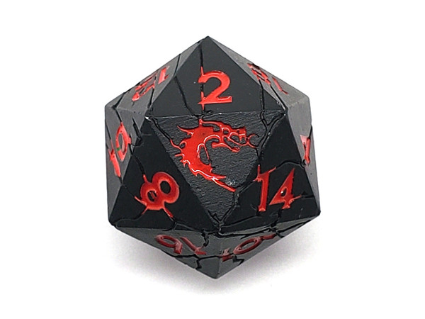 Dice and Gaming Accessories Matte Black w/ Red - Orc Forged Metal D20