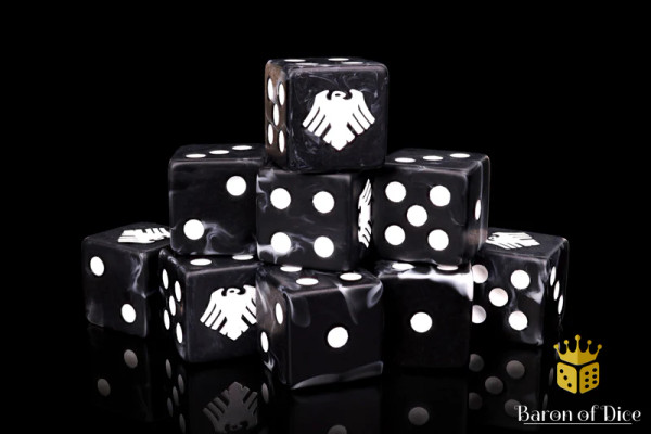 Dice and Gaming Accessories D6 Sets: Black and Grey - Raven Dice (25) Square Corner