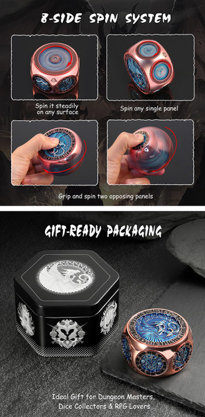 Dice and Gaming Accessories Other Gaming Accessories: Blue & Copper Octagon Spinner Dice