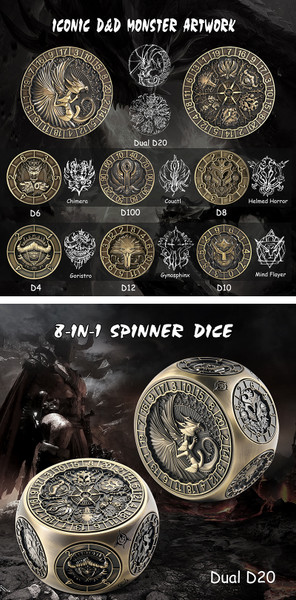 Dice and Gaming Accessories Other Gaming Accessories: Bronze Octagon Spinner Dice