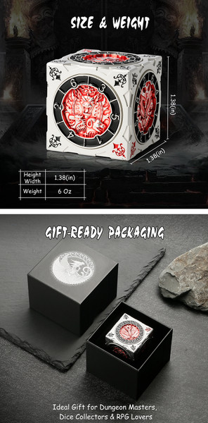 Dice and Gaming Accessories Other Gaming Accessories: Red & Silver Cube Spinner Dice