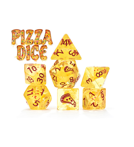 Dice and Gaming Accessories Polyhedral RPG Sets: Red and Orange - Pizza Dice - Inclusion (7)
