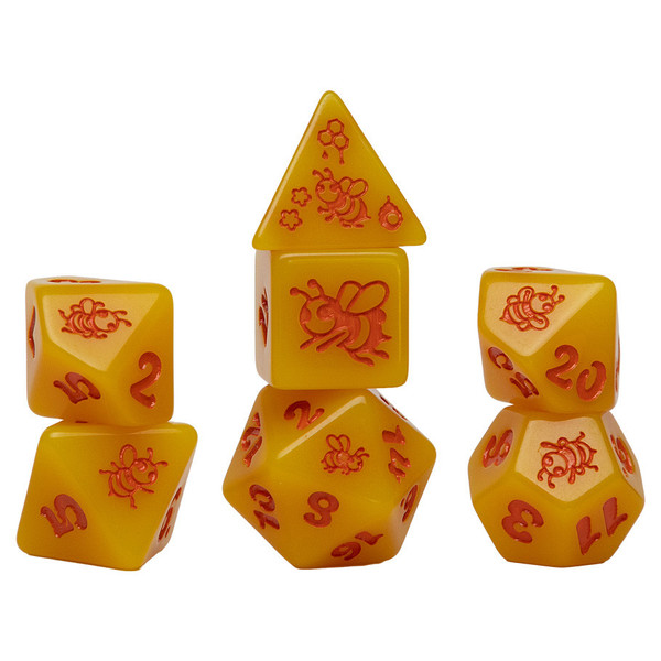 Dice and Gaming Accessories Polyhedral RPG Sets: Multicolored - Animal Dice - Golden Buzz (7)