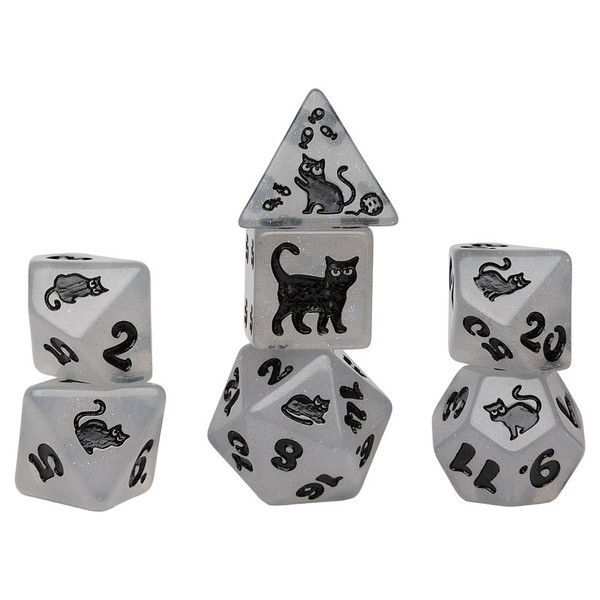 Dice and Gaming Accessories Polyhedral RPG Sets: Black and Grey - Animal Dice - Shimmerpaw (7)