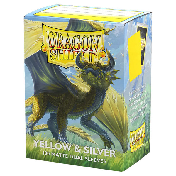 Card Sleeves: Solid Color Sleeves - Dragon Shield: (100) Matte Dual - Yellow/Silver